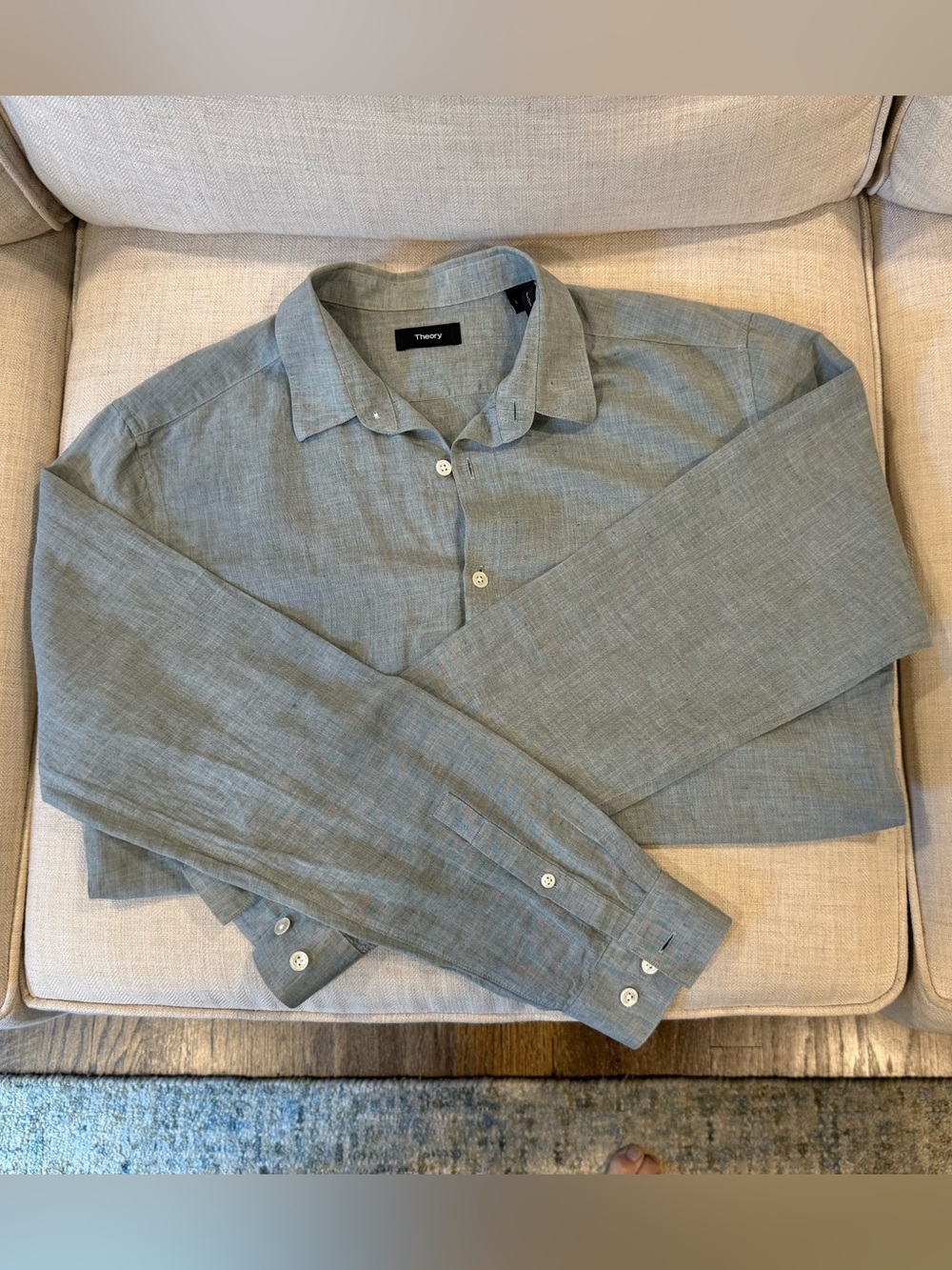 Theory Linen Blend Long Sleeve Shirt